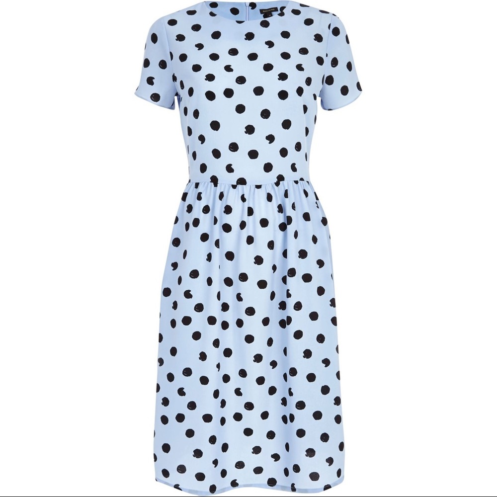 River Island Blue Polk a Dot Midi Dress